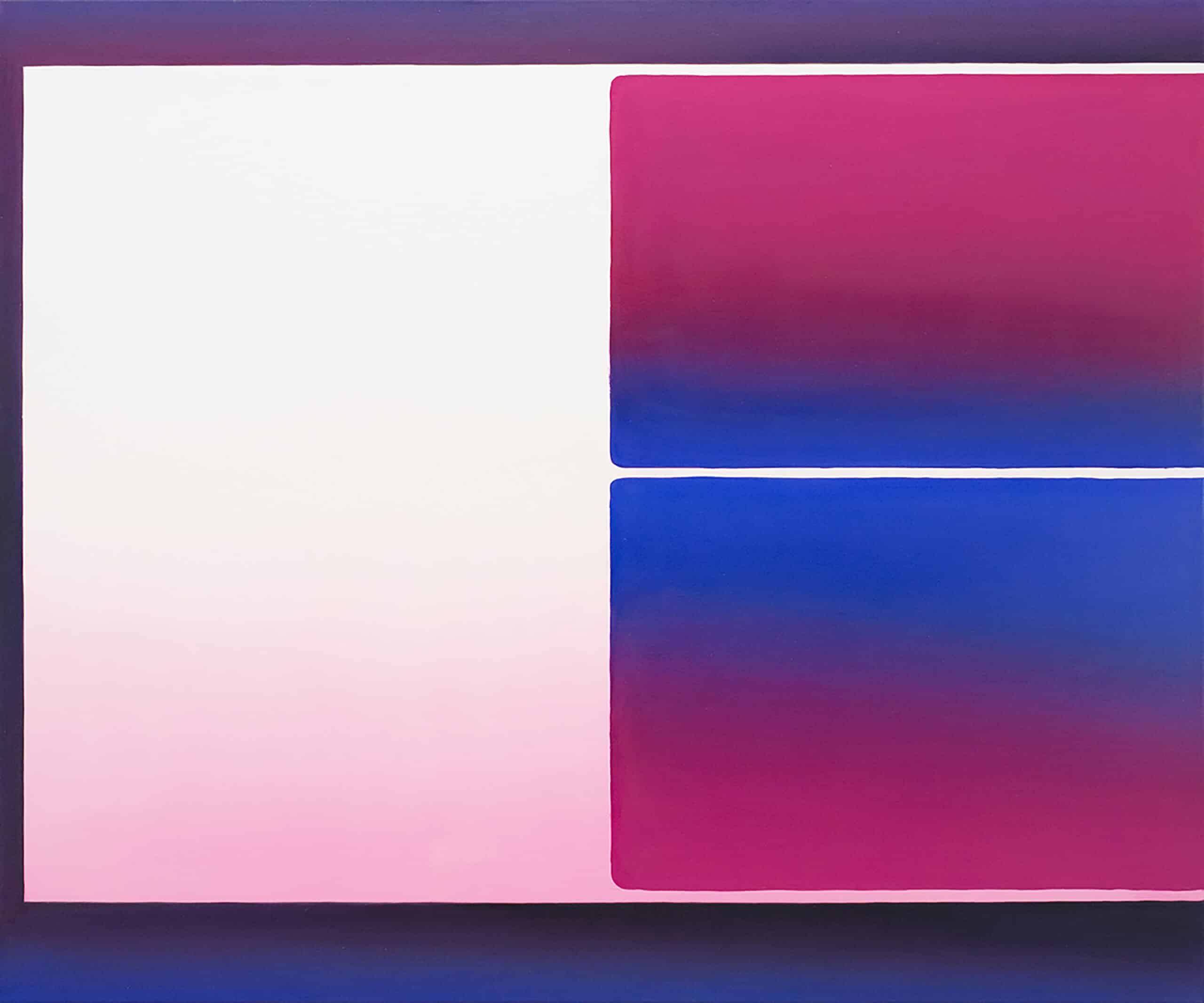 painting in shades of purple, pink, and blue. By Nam Duc Nguyen: Two Horizons 180x150cm 2022
